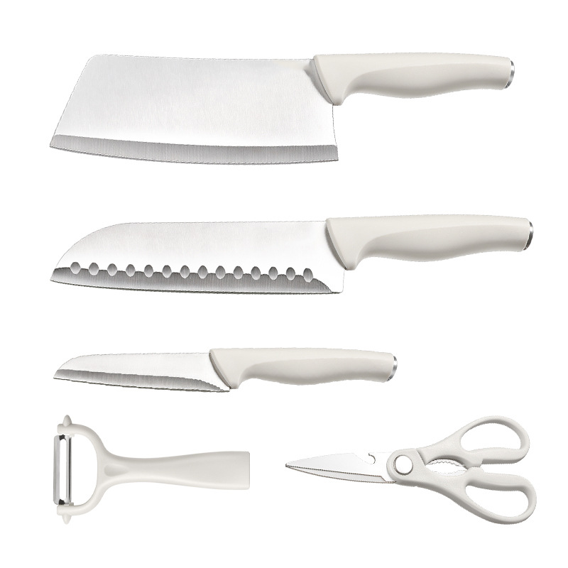 Cuchillo de elefante blanco Juego de 6 piezas de cocina casera Cuchillo de cocina de acero inoxidable Cuchillo de fruta Cuchillo de chef Tijeras