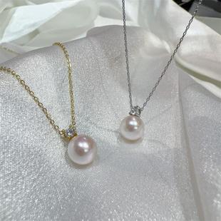 Zhuji Pearl Wholesale 8mm Freshwater Nuclear Pearl Round Bead Princess Diana Pendant S925 Sterling Silver High-end Light Luxury Necklace