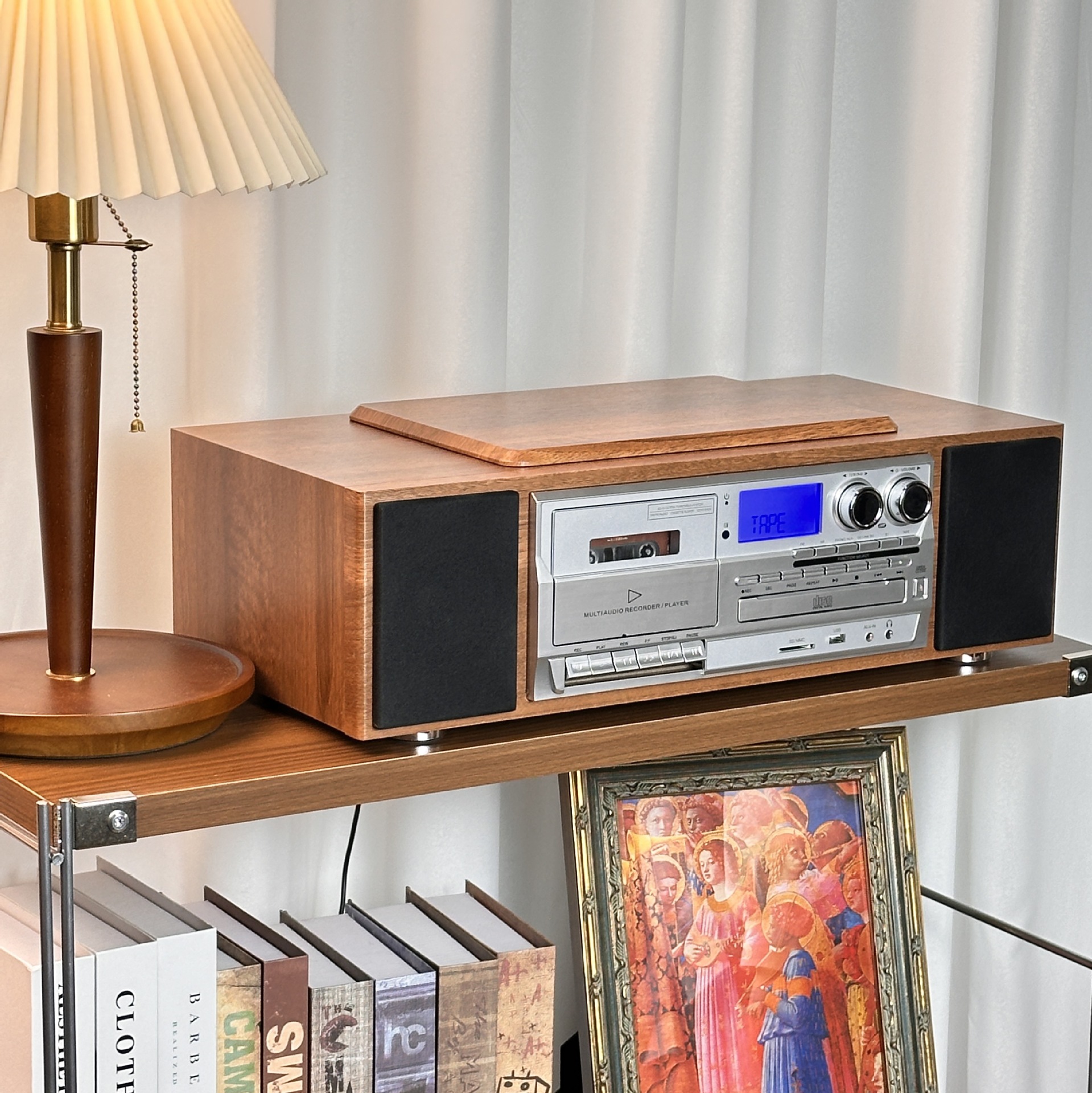 Cross-Border Amazon Cd Player Wooden Bluetooth Speaker Multifunctional All-In-One Device Harman Sound Quality Living Room Decoration
