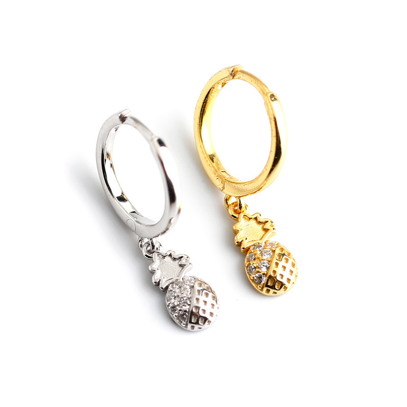 2021 New CrossBorder European and American Ear Clip Affordable Luxury Fashion Diamond PineappleShaped J Fashion Simple Stud Earrings Ear Clip Accessoriespicture2