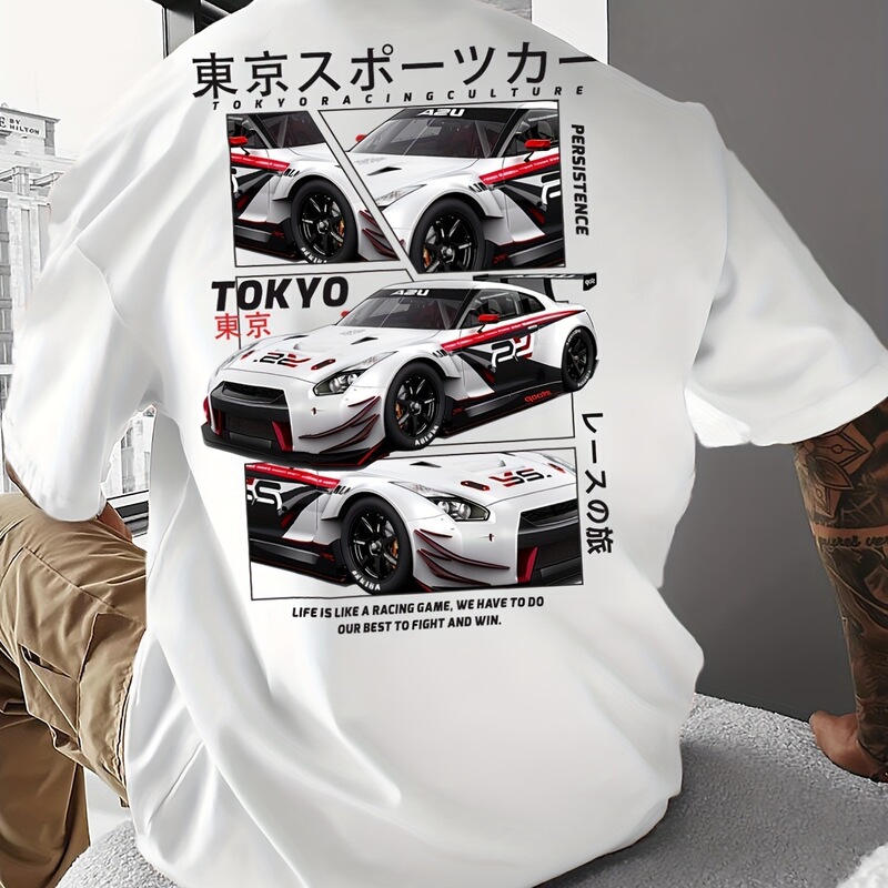 Men's Summer Cotton Fashion Casual Loose Sports Tokyo Racing Print Round Neck Short Sleeve T-Shirt Top Men's Summer Cotton Fashion Casual Loose Sports Tokyo Racing Print Round Neck Short Sleeve T-Shirt Top