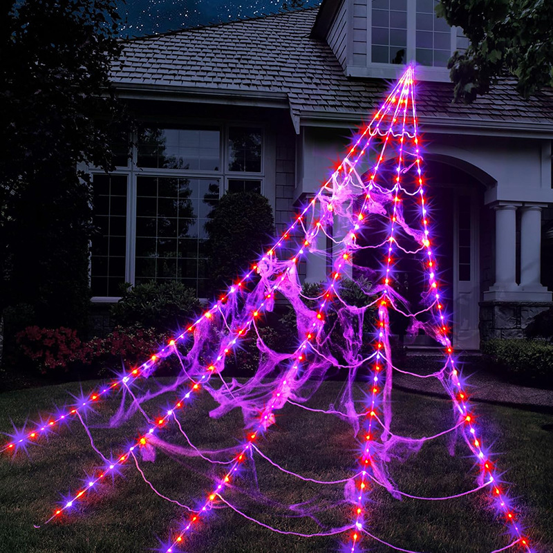 Cross-Border Halloween Luminous Spider Web Triangle Net Horror Spider Silk Waterproof Outdoor Atmosphere Lamp Trick Cross-Border Halloween Luminous Spider Web Triangle Net Horror Spider Silk Waterproof Outdoor Atmosphere Lamp Trick