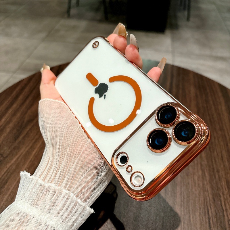 电镀无边框适用苹果17Promax手机壳超薄内置磁吸iPhone16透明护套|undefined