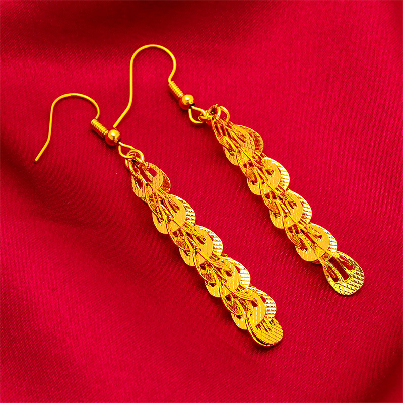 Peacock earrings Vietnam sand gold earrings tassel phoenix tail women's fashion earrings live generation jewelry wholesale