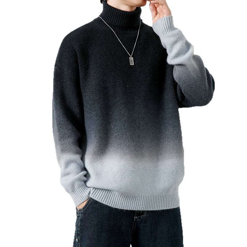 Демисезонный флис-кофточка из пряжи, oversize градиентный дизайн, толстый плюш, длина 60 см