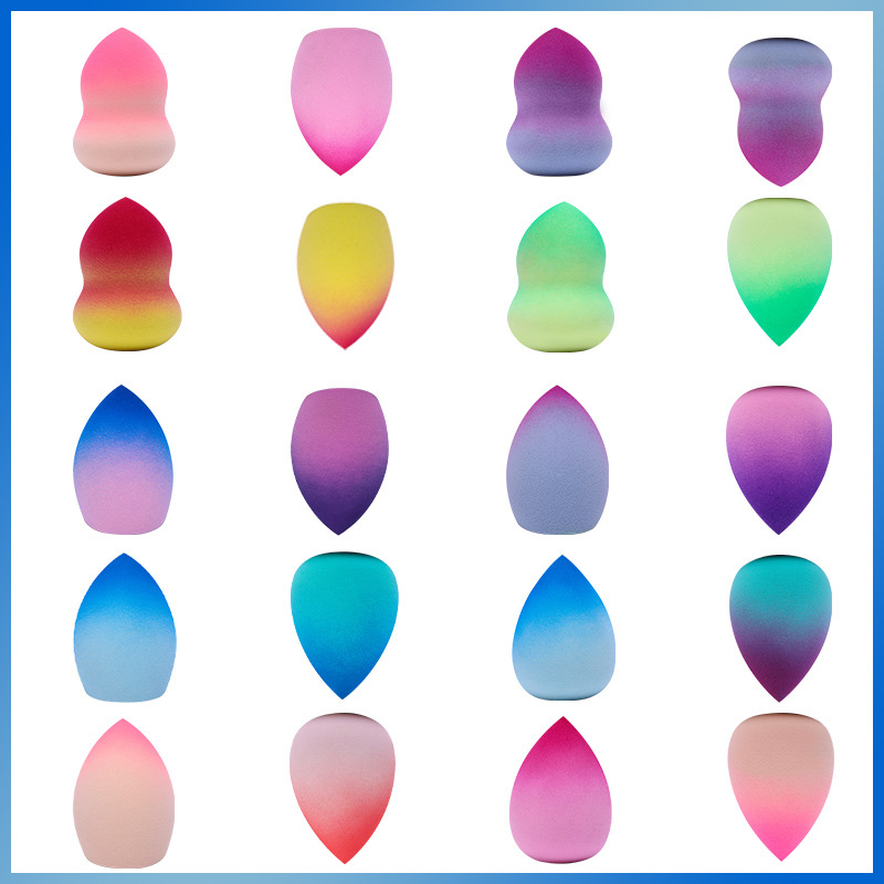 Huevos de maquillaje personalizados de color gradiente gota de agua gran calabaza huevo de maquillaje oblicuo esponja polvo de maquillaje logotipo de cojín de aire