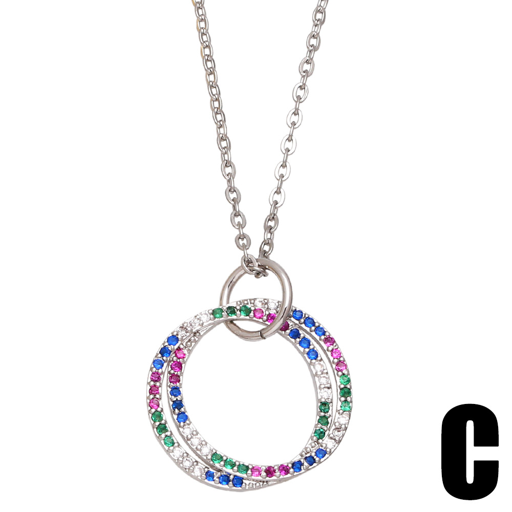 Fashion Round Copper Pendant Necklace Inlay Zircon Copper Necklaces