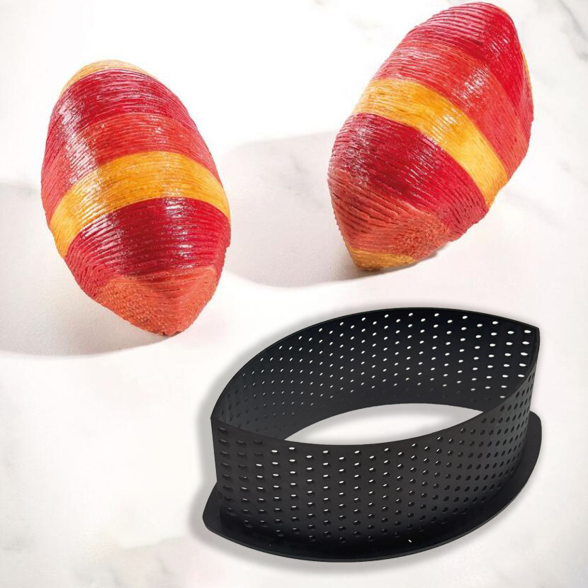 Anillo de torre redonda Anillo de tarta de plástico negro Corte redondo morir con agujero mousse anillo de malla anillo de pastel de acrílico prensa barra de queso