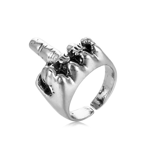 Internet celebrity's same style carved hollow ring fashion retro distressed trendy alloy ring personalized versatile hand jewelry wholesale