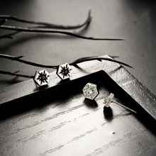 太阳六边形耳钉男韩版简约时尚潮流镶钻耳饰女高级感百搭饰品批发