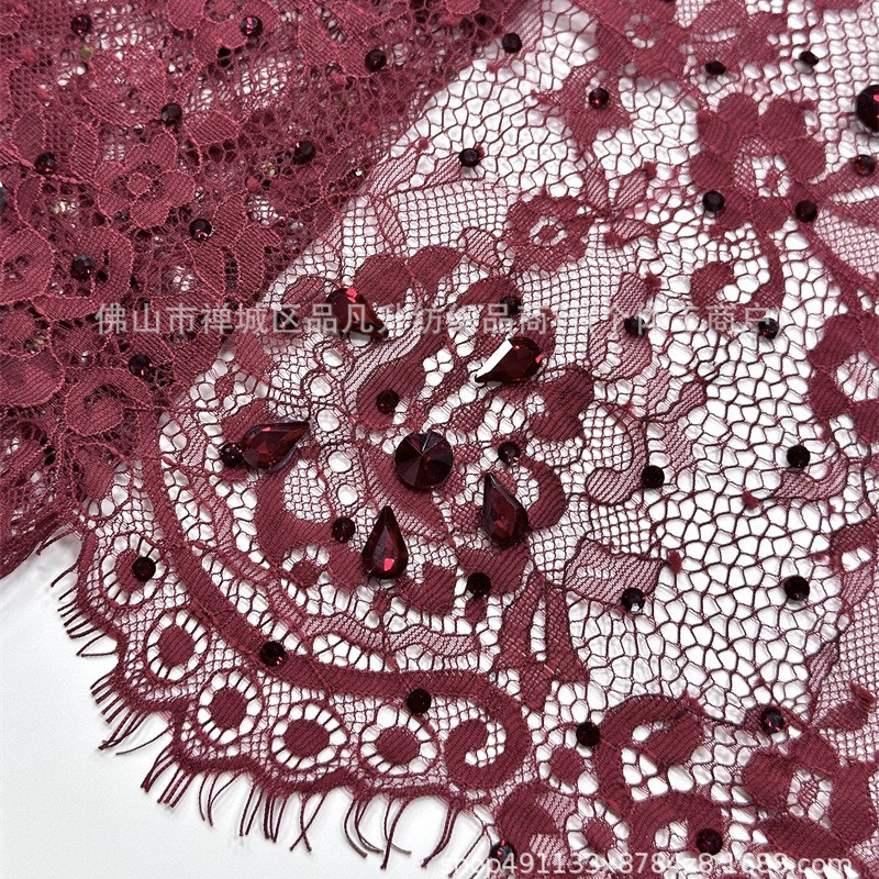 Moda clásica europea y americana vestido de boda vestido de moda cena tela de encaje de lujo alta fijación tela de perforación caliente image 3