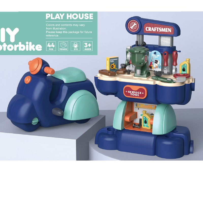 El comercio exterior de LOS NIÑOS 2-en-1 Herramienta de reparación de simulación de maquillaje cocina supermercado Casa de juego de mascotas motocicleta juguete