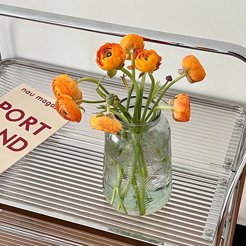 Florero al por mayor vintage en relieve florero de vidrio de alta gama sala de estar Oficina arreglo floral florero de agua Decoración