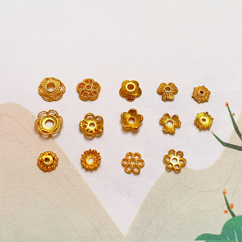 S925 silver plated gold torus loose bead spacer semi-finished diy jewelry bracelet necklace accessories wholesale