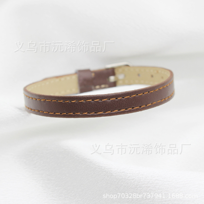 8mm模造革手首バンドpu革手環diy個性的な手帯ブレスレットはアルファベットの油滴アクセサリー部品を着ることができる