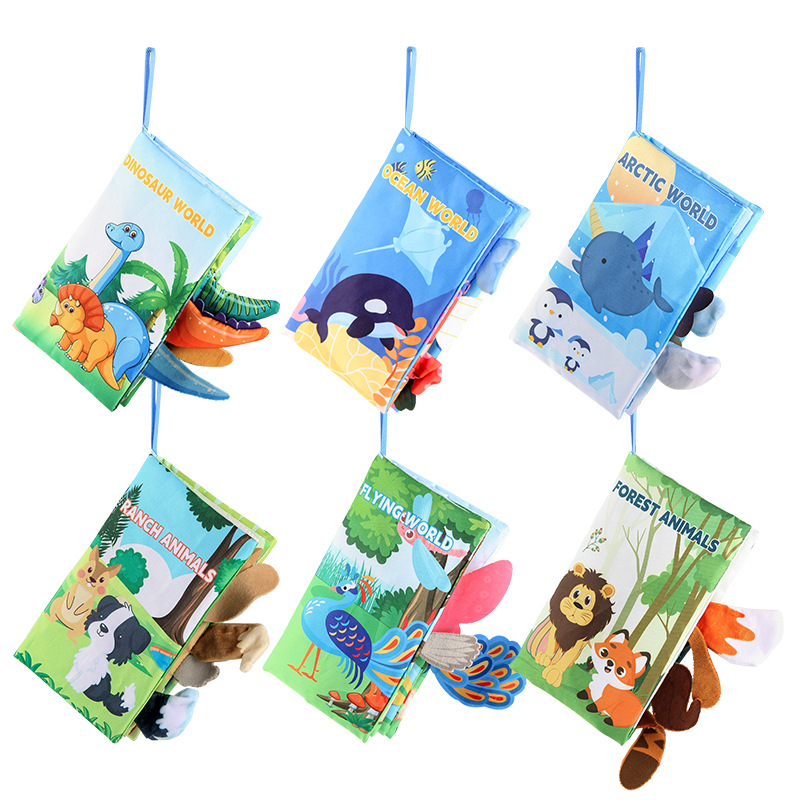 Bebé Infantil Educación Temprana animal cola libro de tela animal marino libro de Palma dinosaurio bosque animal libro de tela juguete
