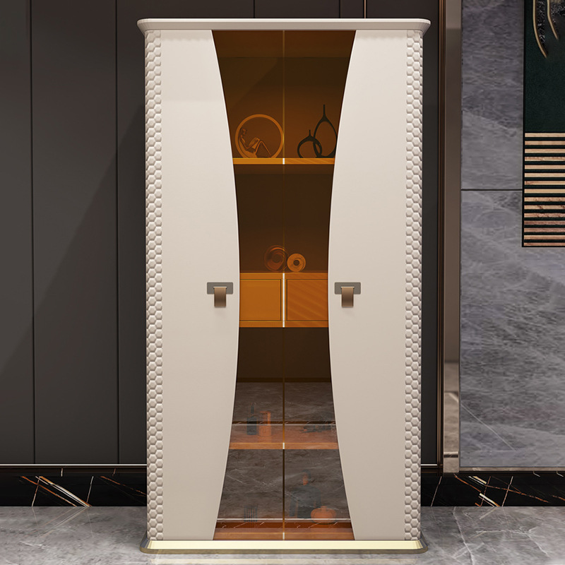 意式輕奢書櫃 後現代簡約書架書房置物架不鏽鋼玻璃儲物櫃 酒櫃