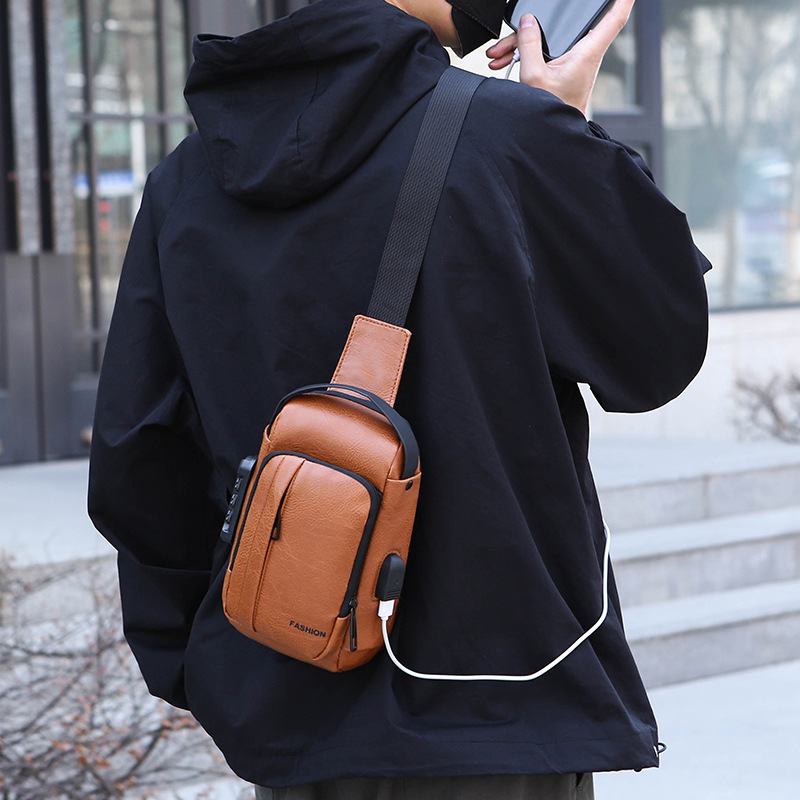 Bolso de pecho de hombre bloqueo de contraseña bolso de motocicleta antirrobo al aire libre correr viaje bolso de cintura de hombro mochila deportiva ligera