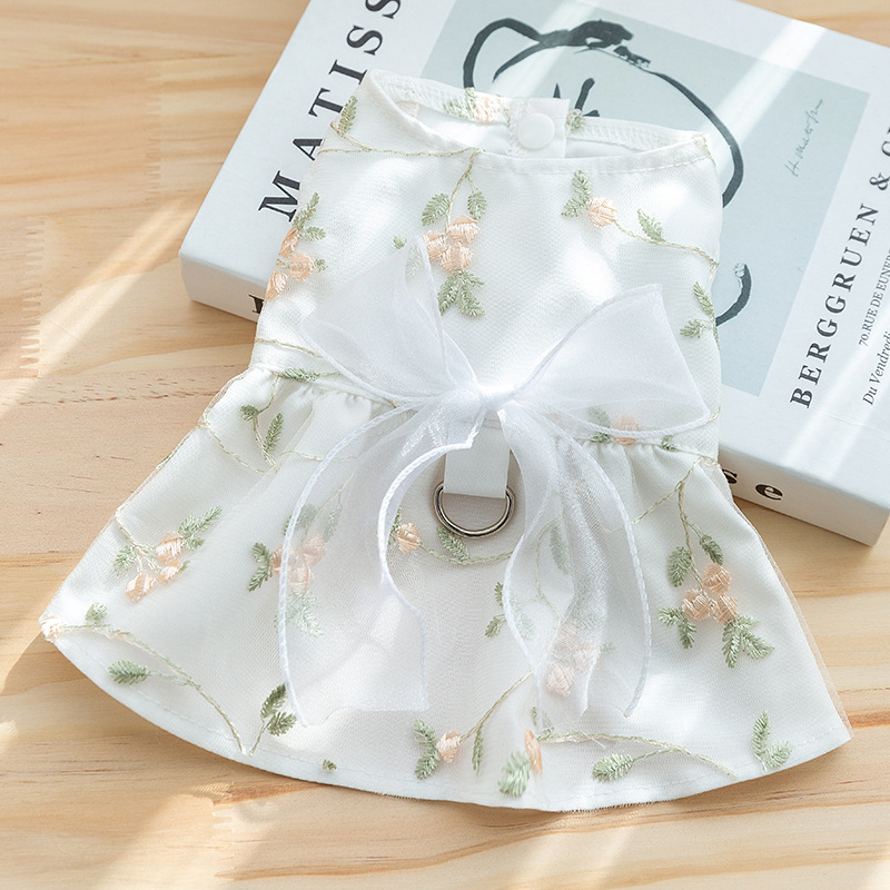 Primavera y verano perros flor tridimensional bosque hada vestido gato falda de dos patas mascotas Teddy prendas de vestir