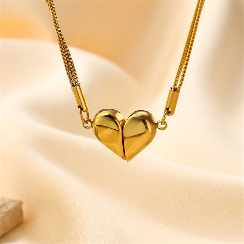 17g Weight Pendant Necklace Classification 1 Piece Quantity Holiday Occasion Stainless Steel, Titanium Steel Material Heart Shape Pattern Women's Gender Plating Design Cute, Sweet Style Heart Shape Stainless Steel Titanium Steel Cute Sweet Pendant Necklace 6