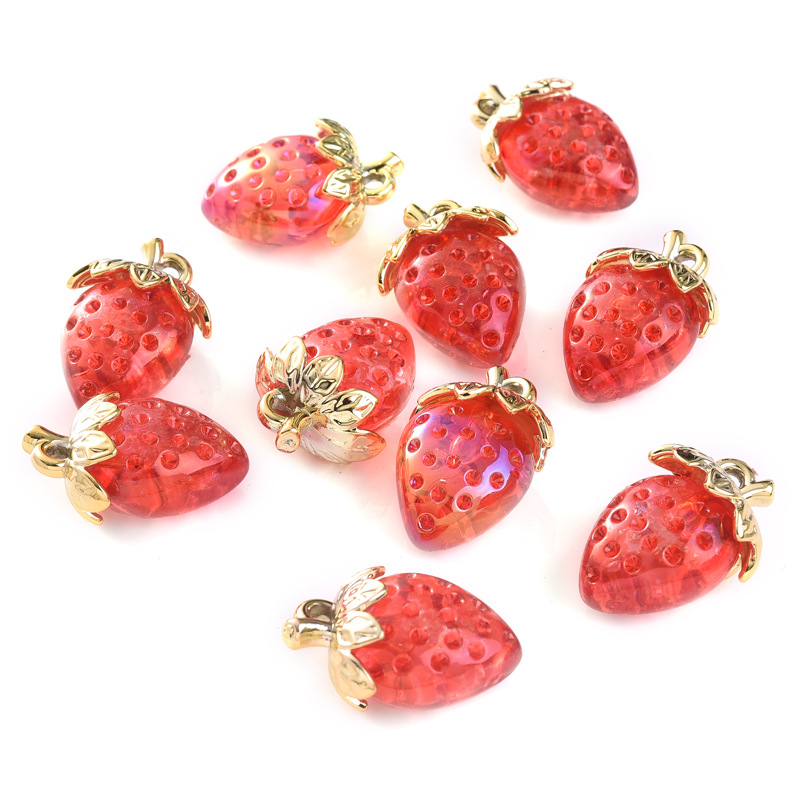 56g Weight Pendant Jewelry Making Type 23*32mm Jewelry Making Size DIY Jewelry Accessories Classification 10 PCS/Package Quantity Acrylic Material Strawberry Pattern Plating Design Sweet Style 10 PCS/Package 23*32mm Arylic Strawberry Pendant 3