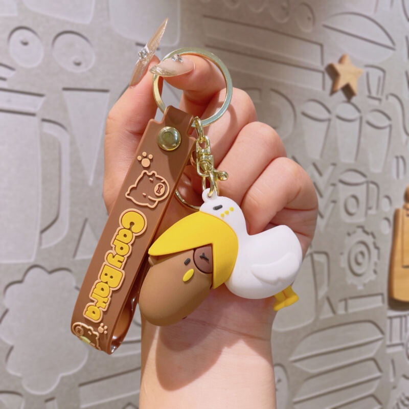 ハンバーガーカピバラクリエイティブ小さなギフトキーホルダー PVC ソフトラバーバッグカピバラキーホルダーペンダント人形|undefined