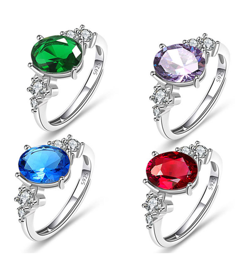 3g Weight High Carbon Diamond Inlay Material 925 Sterling Silver High Carbon Diamond Geometric Open Rings 925 Sterling Silver Rings