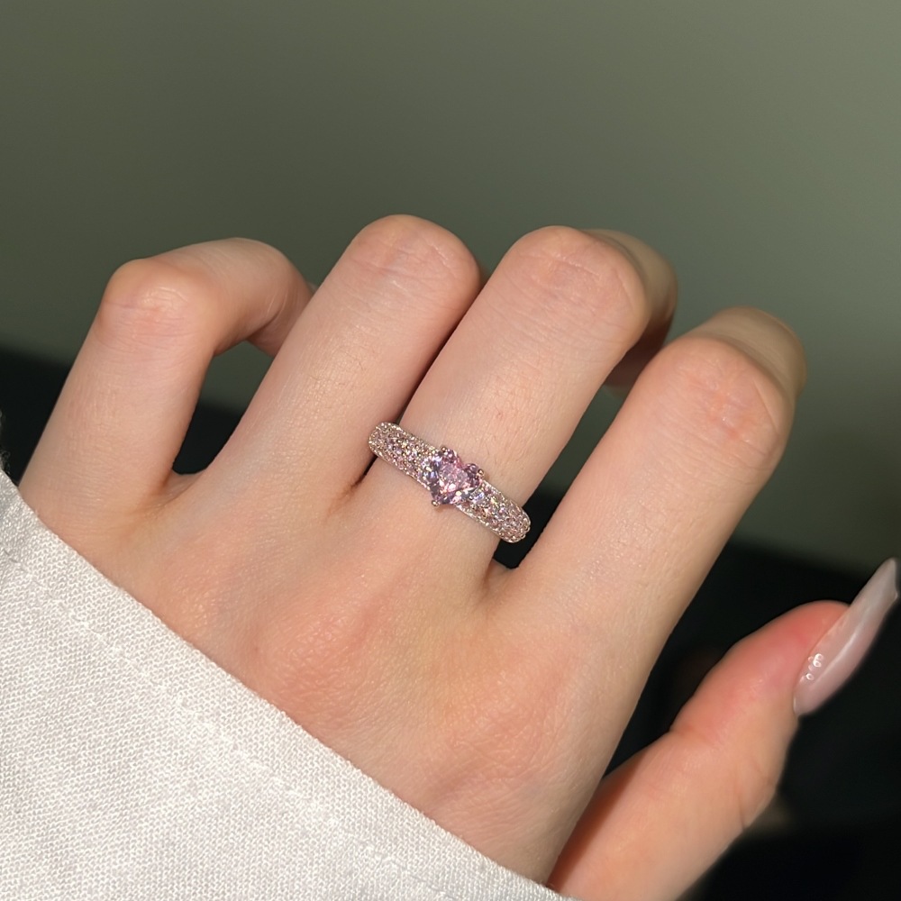 3g Weight Zircon Inlay Material Rings Classification 5, 9 Ring Size Banquet, Daily Occasion 925 Sterling Silver Material Heart Shape Pattern 2025 Spring and Summer Season Women's Gender Plating Design Elegant, Simple Style Style 925 Sterling Silver Zircon Heart Shape Rings 925 Sterling Silver Rings 30