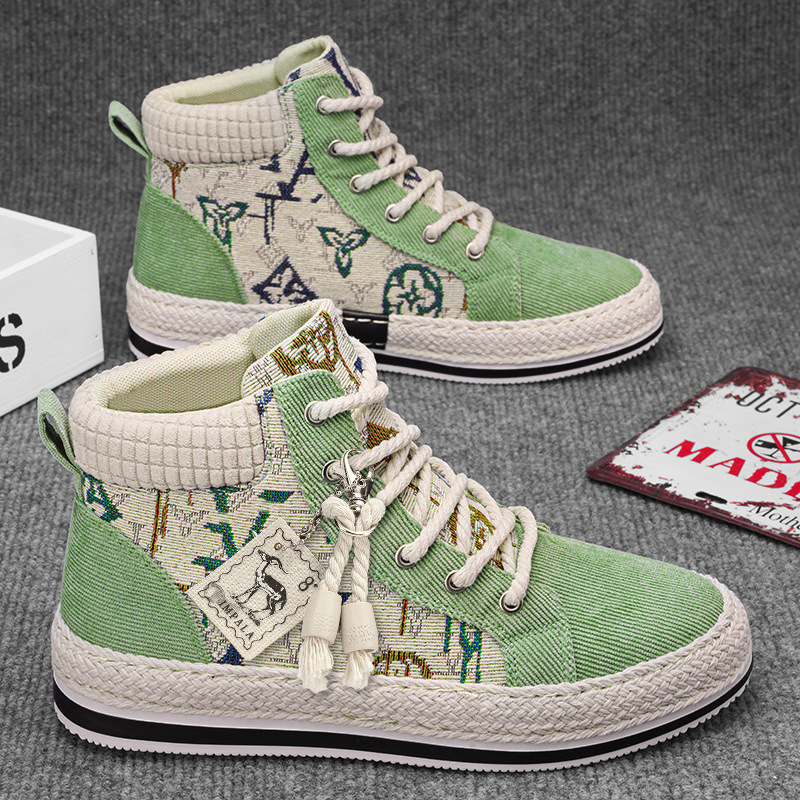 Velocidad de tela de meandarra, zapatos casuales para hombres de alto nivel, nuevos zapatos deportivos retro diarios de alta altura de otoño.