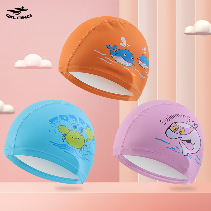 Gorro de natación para niños de dibujos animados lindo de estilo explosivo, protección auditiva impermeable cómoda, equipo de natación sin cabeza, gorro de natación profesional al por mayor