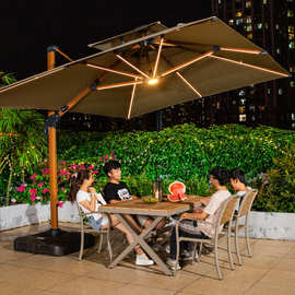 户外伞太阳能遮阳伞庭院伞罗马伞3*3室外阳台露台花园大型太阳伞