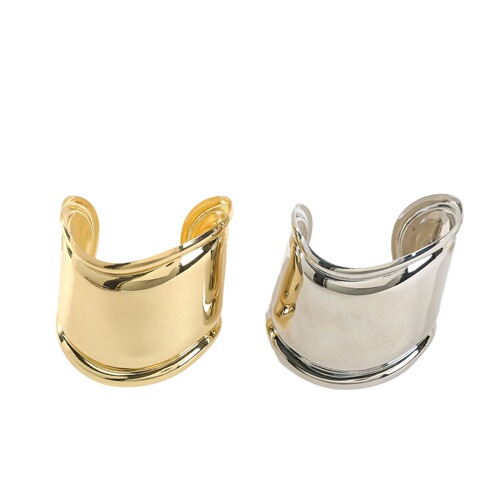 Cross-border European and American personality geometric heterosexual metal corrugated hand ornaments retro irregular exaggerated three-dimensional wide bracelet for women