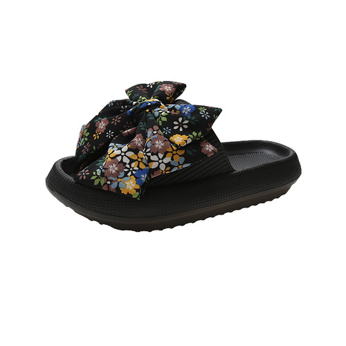 Cute big bow sandals for women, summer outer wear, Internet celebrity ins trendy versatile slippers, non-slip thick bottom beach