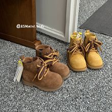 男童马丁靴2025冬季新款儿童大头机车靴女童绒皮加绒保暖二棉靴