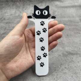 2D亚克力平面黑色猫头与爪子书签学生教师及读书爱好者的完美之选