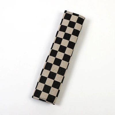 Car Seat Belt Shoulder: Seat belt shoulder pad - jacquard-check-khaki-shoulders