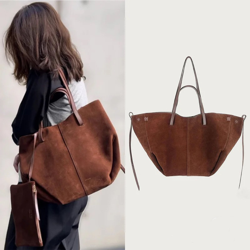 25 New Suede Leather Wing Bag Po Satchel Shopping Bag High-End Large-Capacity Single Shoulder Armpit Bag Tote Bag
