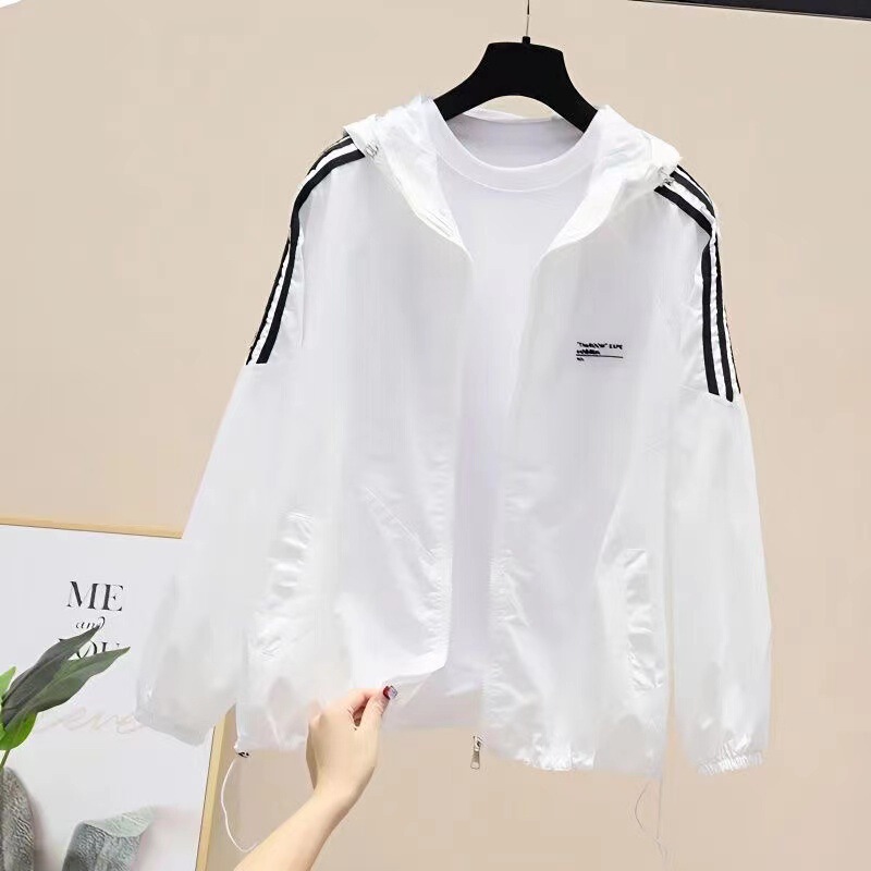 Women's Sun Protection Clothing 2025 Summer White Hooded Short Jacket Cardigan Versatile Outdoor Breathable Uv Protection Sunshade