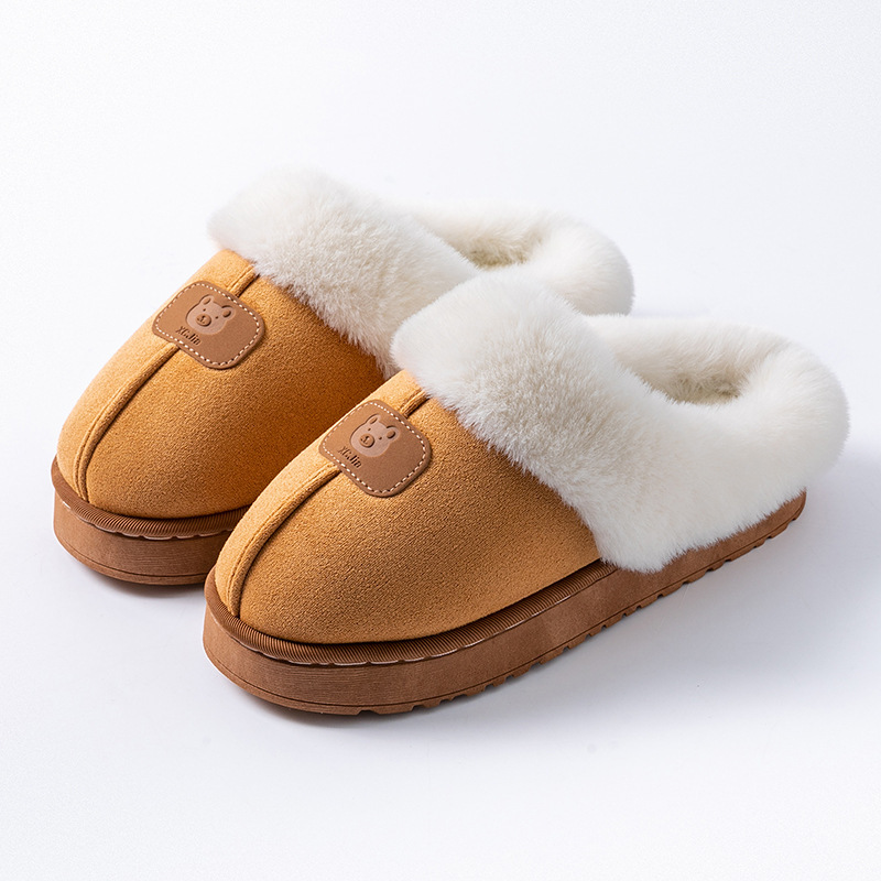 秋と冬の女性用綿スリッパ、屋内家庭用、寮用、厚底、ぬいぐるみ、暖かい、カップル用産後スリッパ|undefined