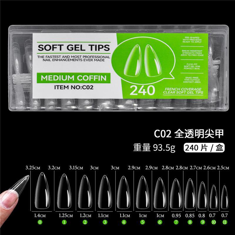 Explosiones transfronterizas de manicuras de manicuras ultrafinas sin marcas de ballet de gotas de agua de manicuras de manicuras de película libre de grabado de manicuras de manicuras 240 piezas