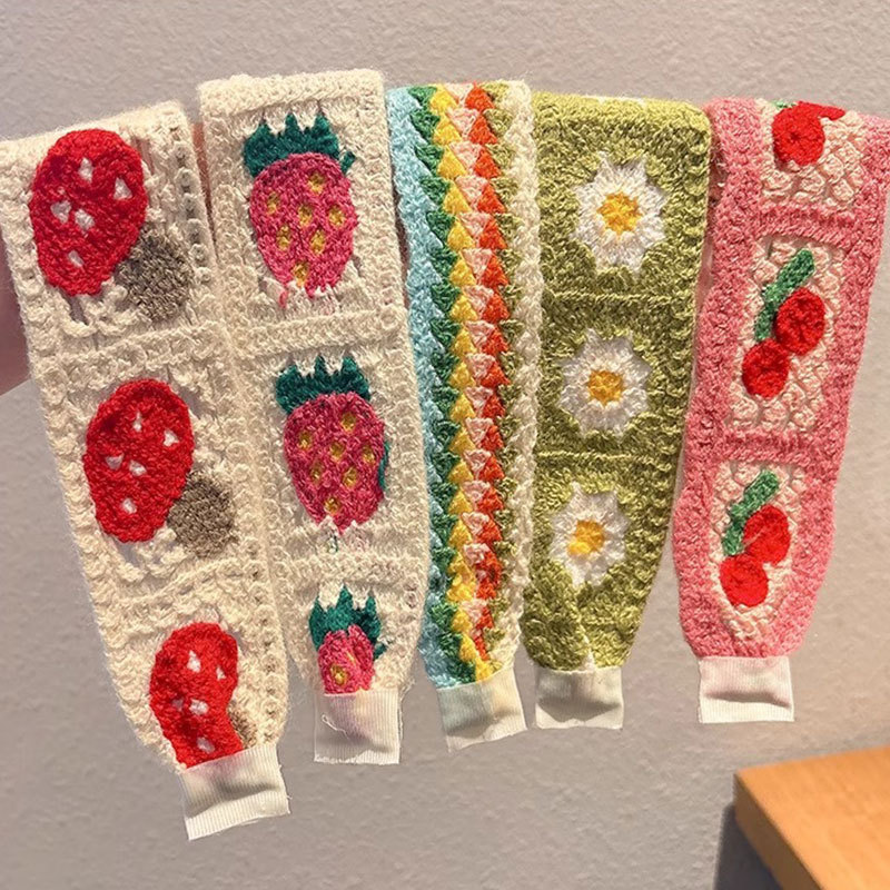 Flor francesa de punto velcro cinta de cabello para adultos fresa de cabello acabado artefacto de la niña cabello fija banda de cabello tocado