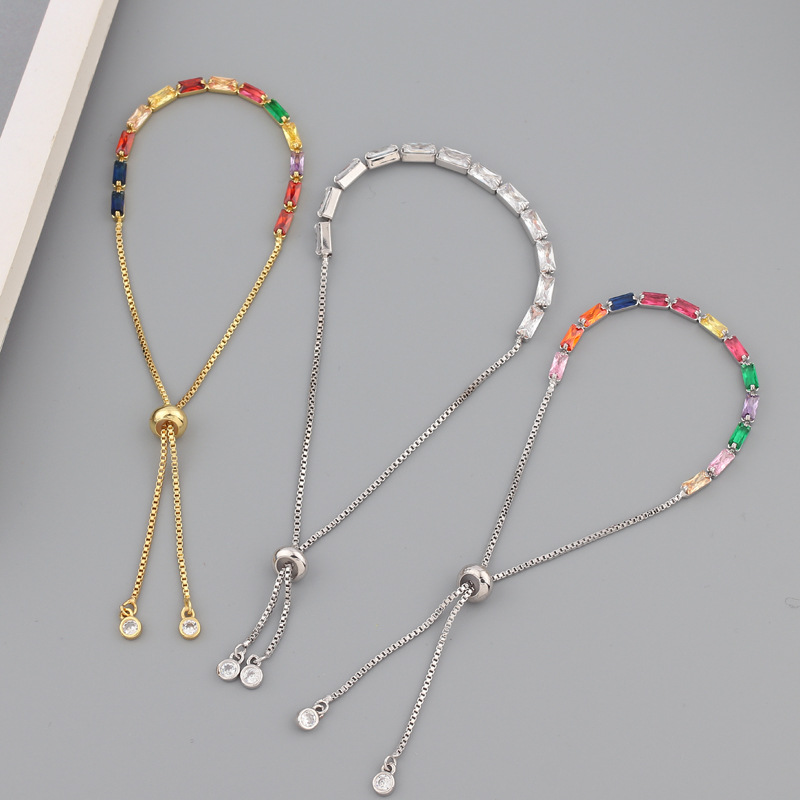 Retro Geometric Copper Bracelets Inlay Zircon Copper Bracelets