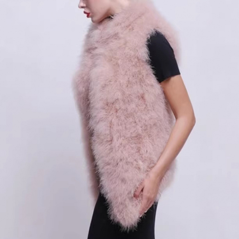 Foreign trade cross-border loose vest, European and American style, genuine fur, turkey feathers, ostrich feathers, women's mid-length, autumn and winter Foreign trade cross-border loose vest, European and American style, genuine fur, turkey feathers, ostrich feathers, women's mid-length, autumn and winter