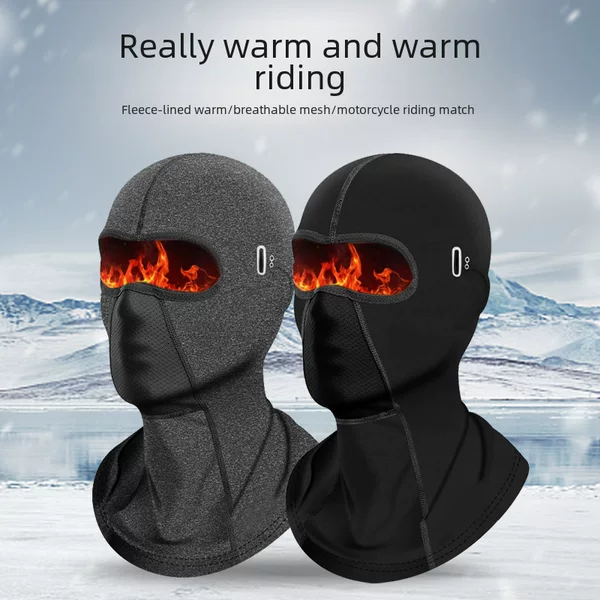 Outdoor Cycling Warm Mask Motorcycle Helmet Hood Mountain Bike Fleece-Lined Windproof Neck Warmer Cold-Proof Face Protection Skiing