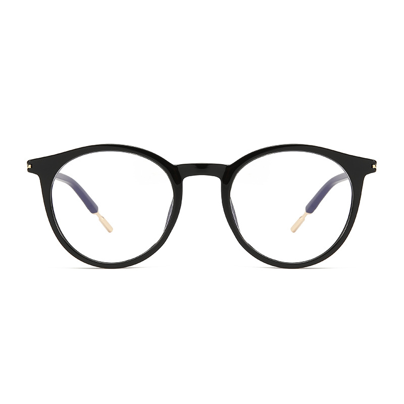 Nueva celebridad de Internet dulce viento anti-luz azul gafas carey color liso gafas de montura redonda retro premium marco pequeño y fresco