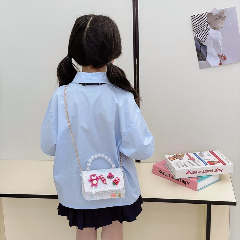 Princess Pearl bolso de cambio de verano nuevo pequeño bolso de niños de estilo de fragancia, niñas de moda bolso de hombro, bolso pequeño