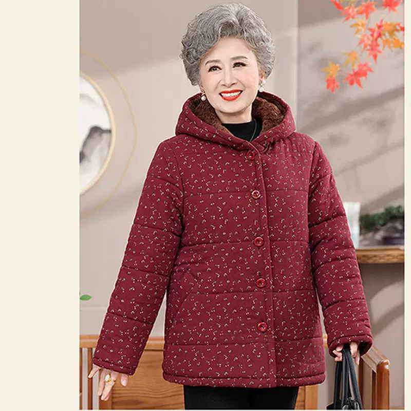 奶奶装棉衣中老年人冬装女加绒加厚棉袄老人衣服太太妈妈秋冬外套
