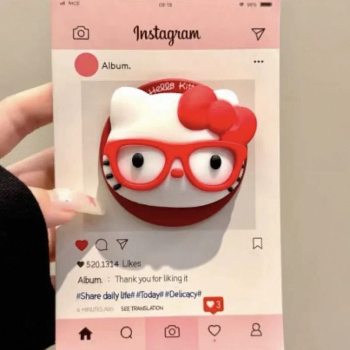 [Silicone Red Bottom Kitty Cat with Glasses] Magnetic Airbag Holder