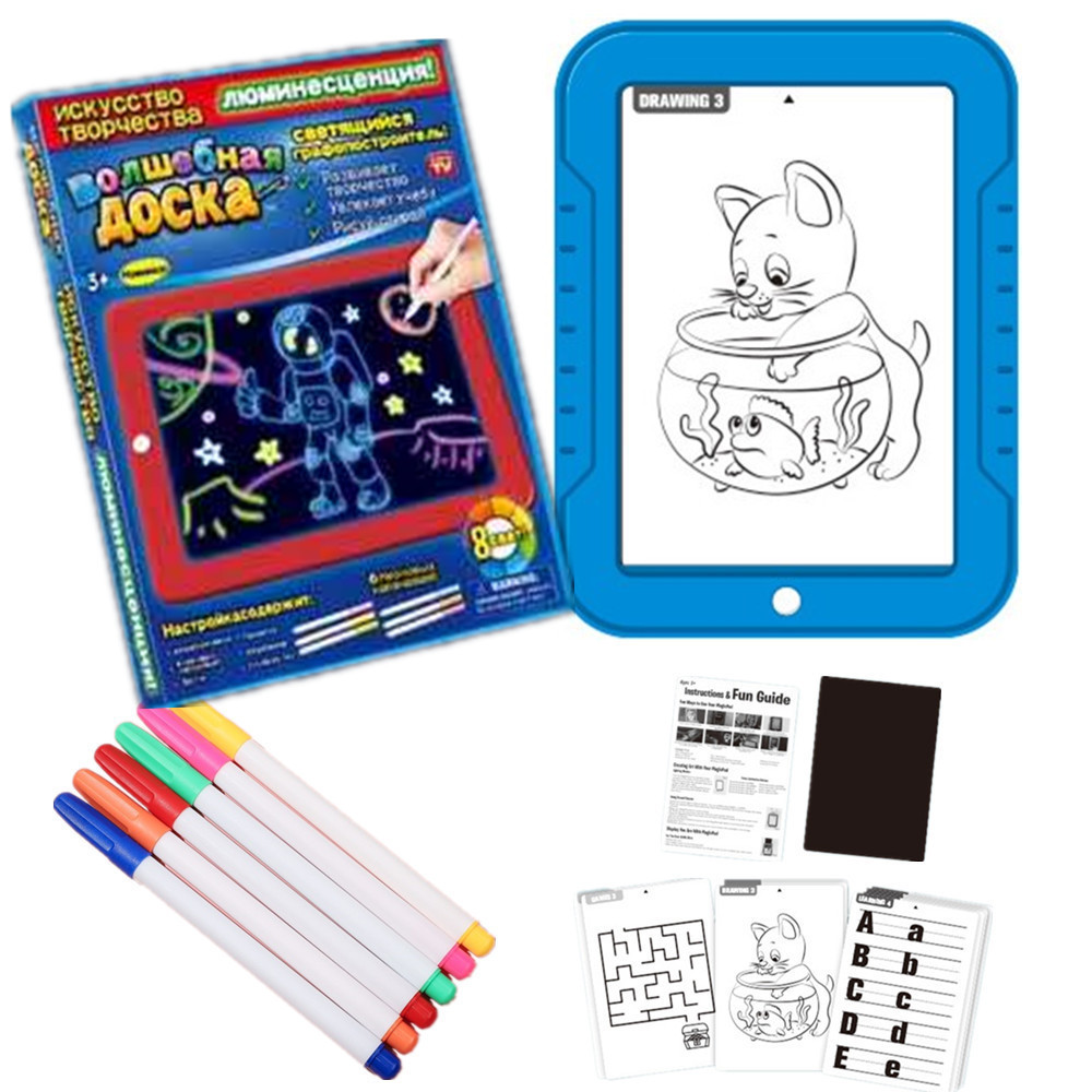 Amazon magicpad 3D tablero de dibujo para niños tablero de escritura fluorescente graffiti traje mágico tablero de dibujo luminoso