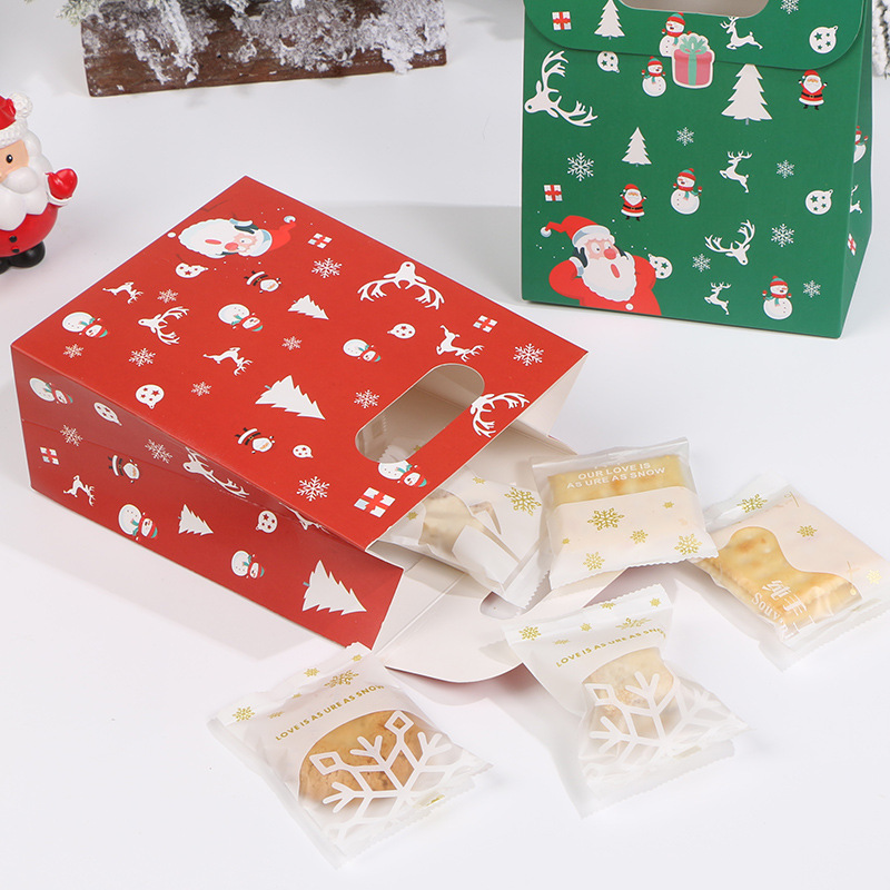 Venta directa de Navidad bolsa de papel Portátil Bolsa de regalo galleta de la galleta bolsa de caramelo bolsa de regalo de los niños de dibujos animados